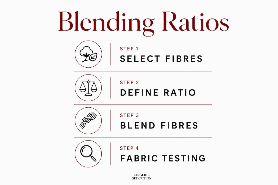 Infographic illustrating lingerie fabric blending steps