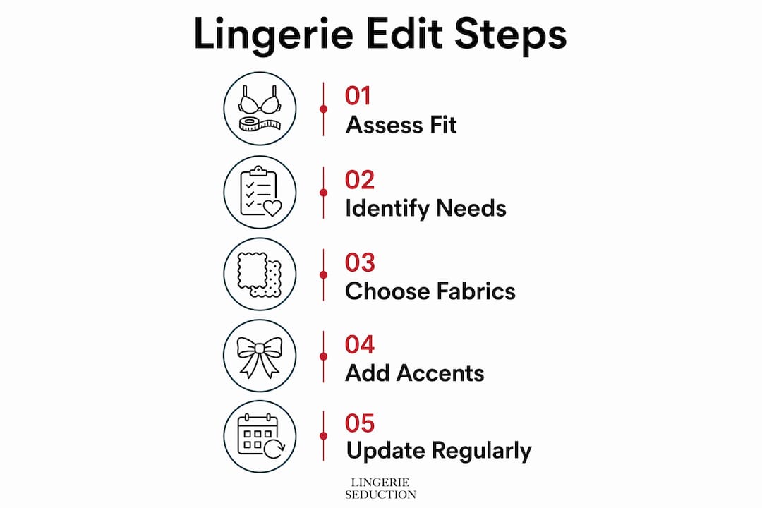 Infographic outlining lingerie edit selection steps