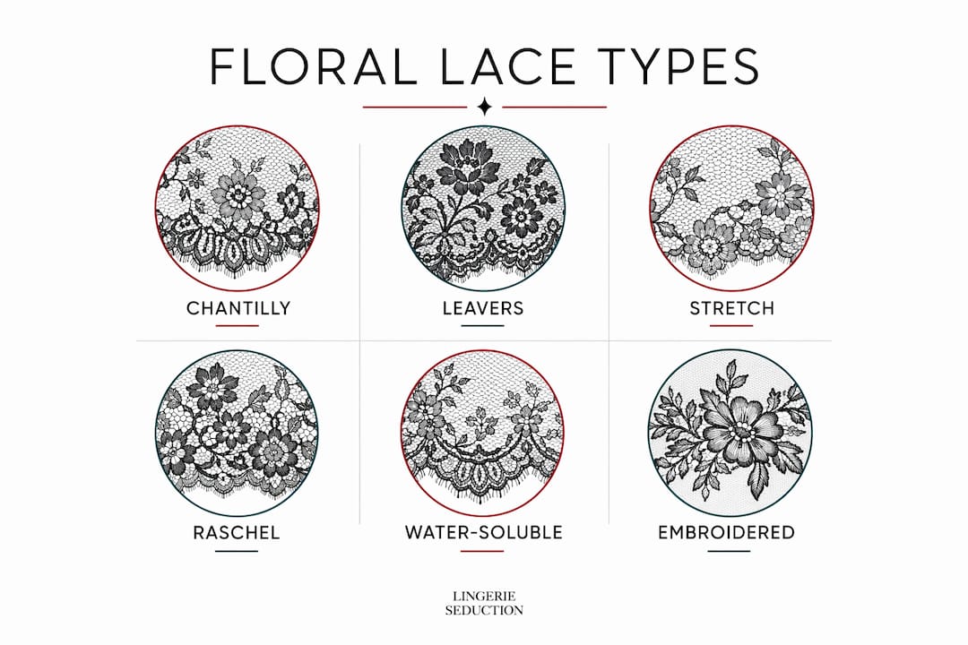 Infographic showing hierarchy of floral lace types