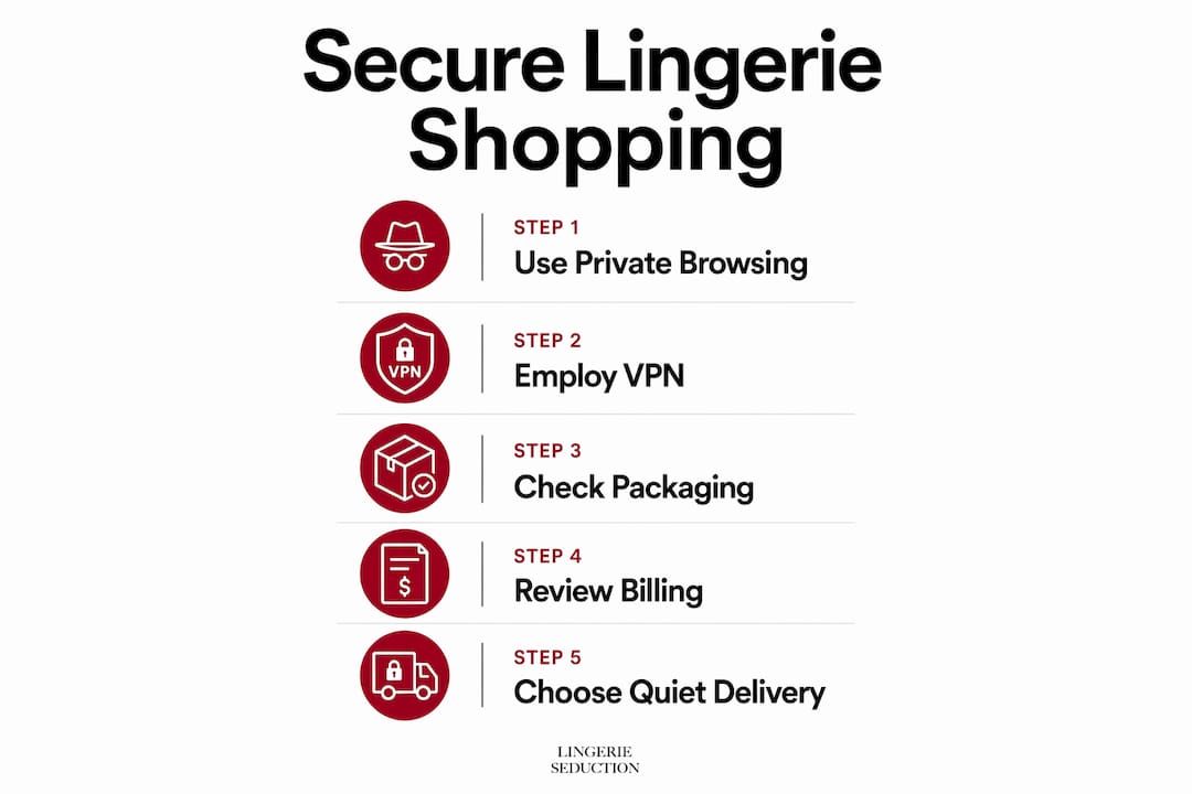 Infographic showing steps for secure lingerie shopping