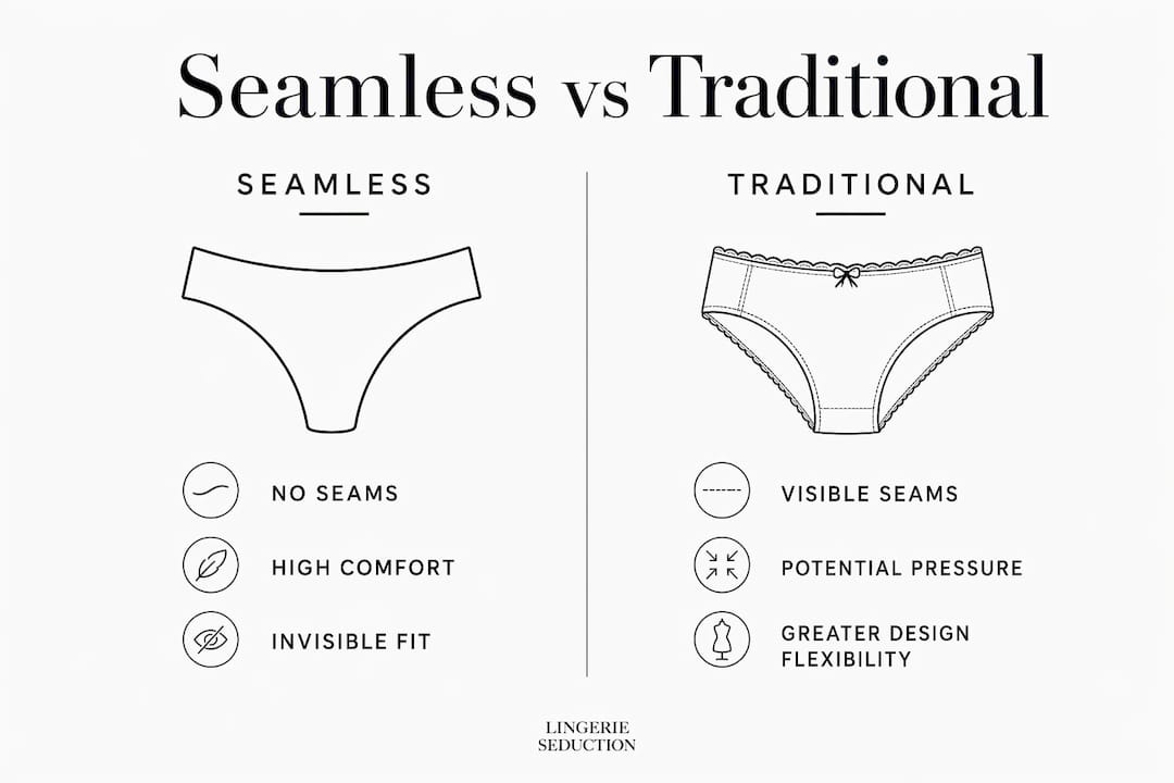 Infographic comparing seamless vs traditional lingerie benefits