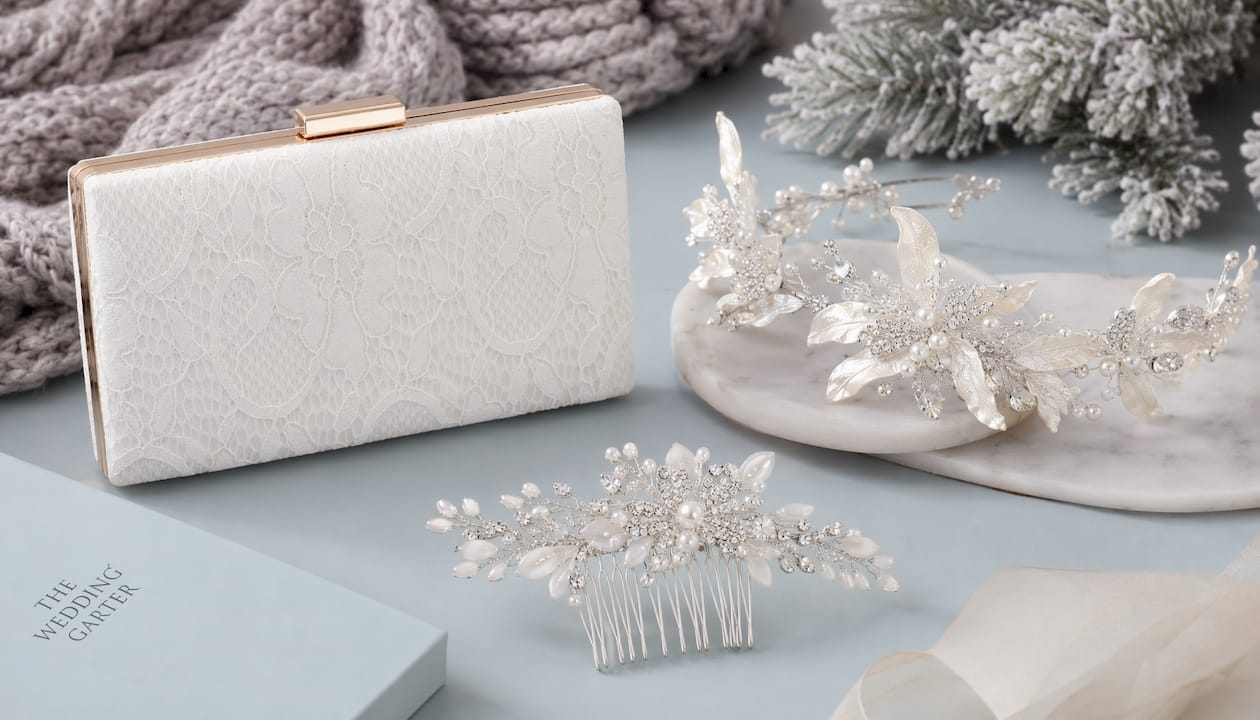 Ivory & Gold Lace Double Side Bridal Clutch
