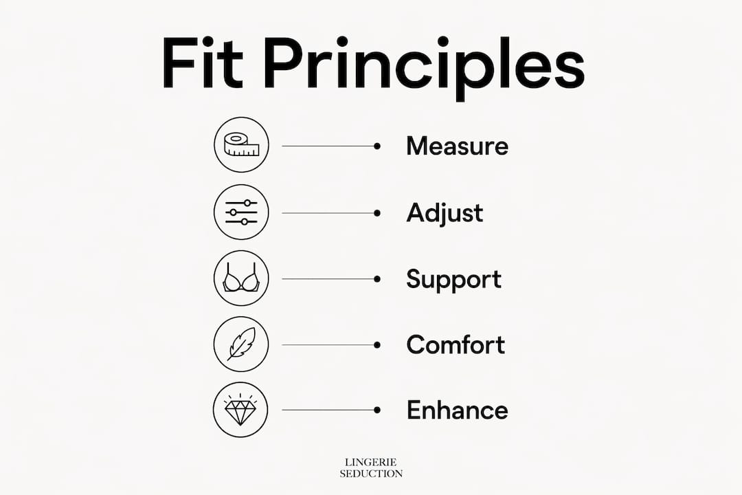 Infographic showing lingerie fit principles in steps