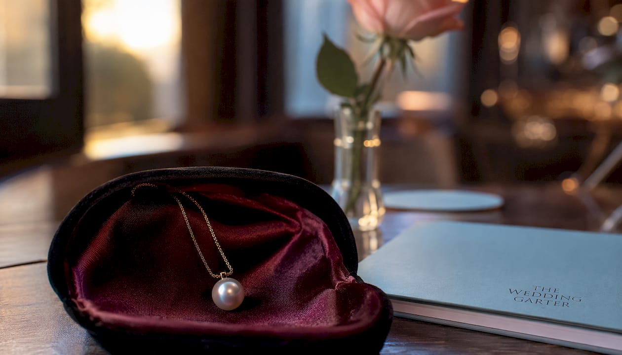 Close-up of Akoya pearl stud earrings