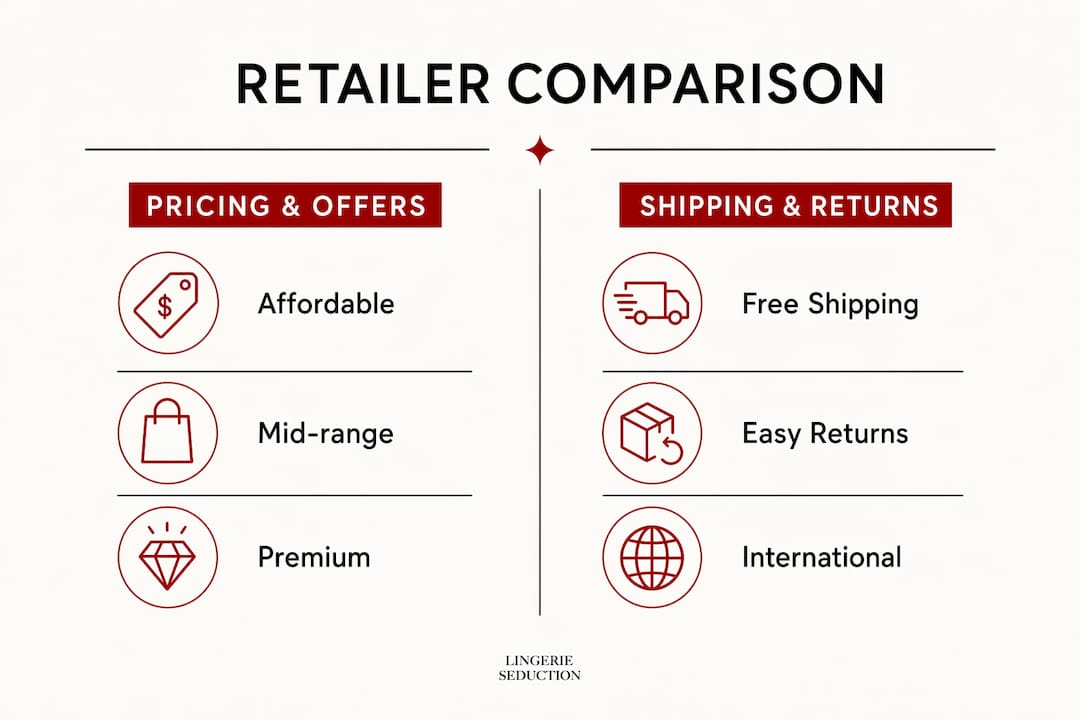 Infographic comparing lingerie retailers on price and shipping