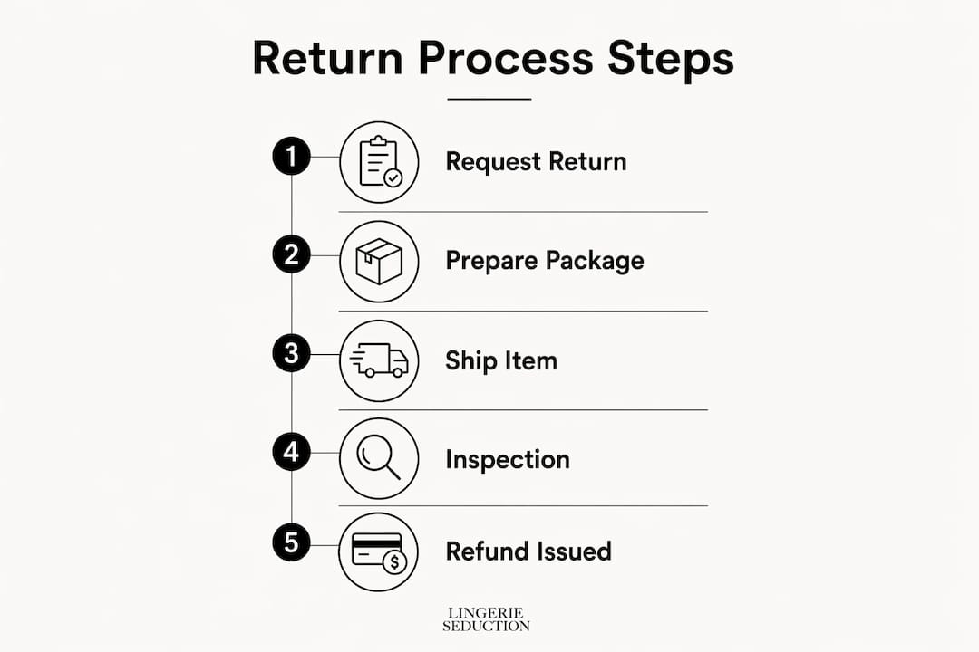Infographic showing lingerie return process steps