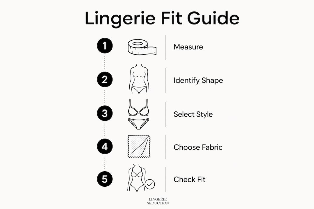 Infographic showing lingerie fit guide steps
