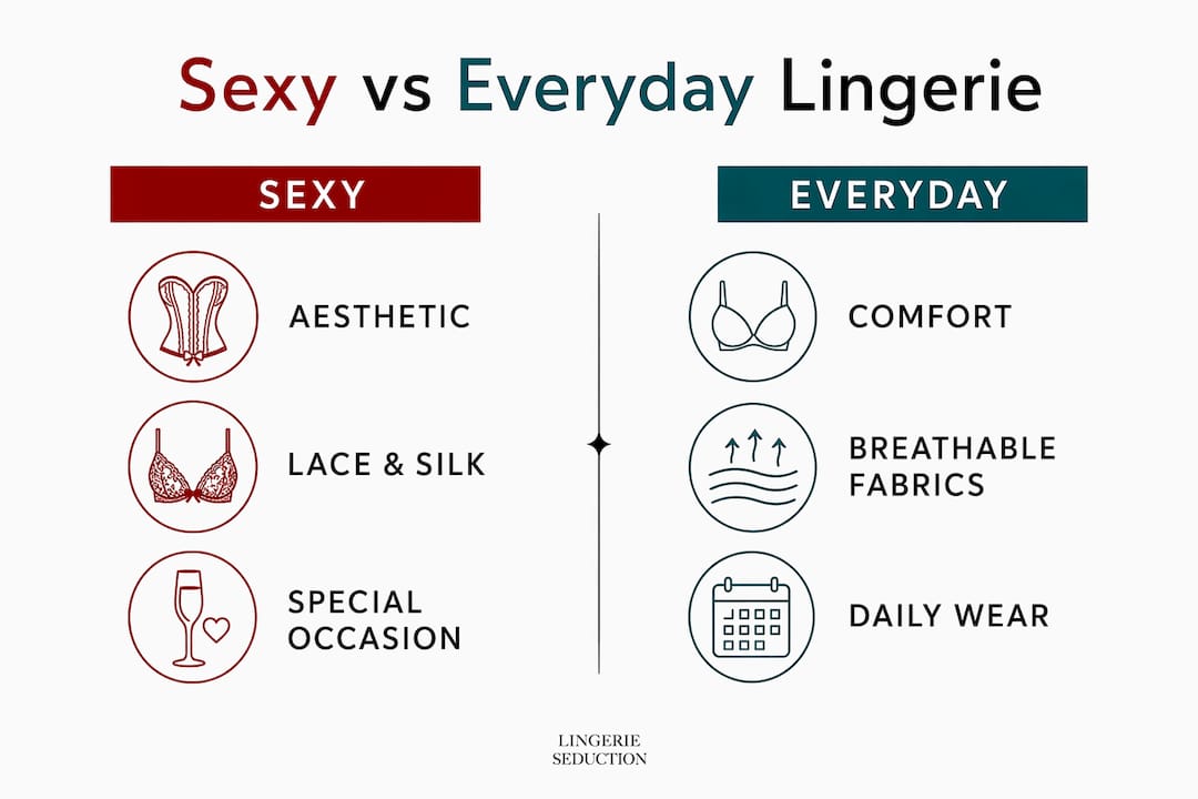 Infographic comparing sexy and everyday lingerie features