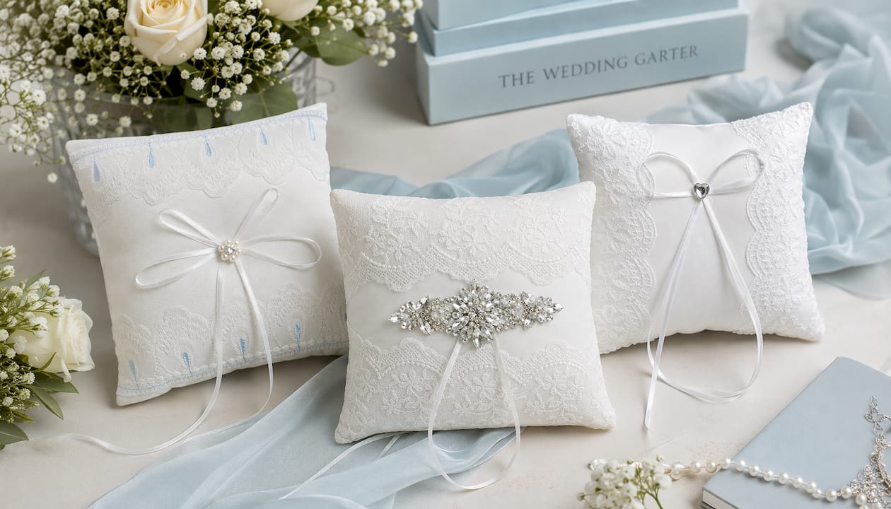 Ivory Lace & Satin Pearl Ring Bearer Pillow