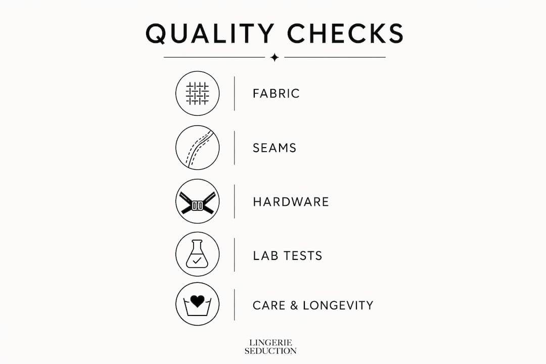 Infographic showing lingerie quality check steps