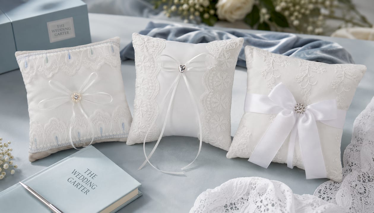 Ivory Lace & Satin Pearl Ring Bearer Pillow