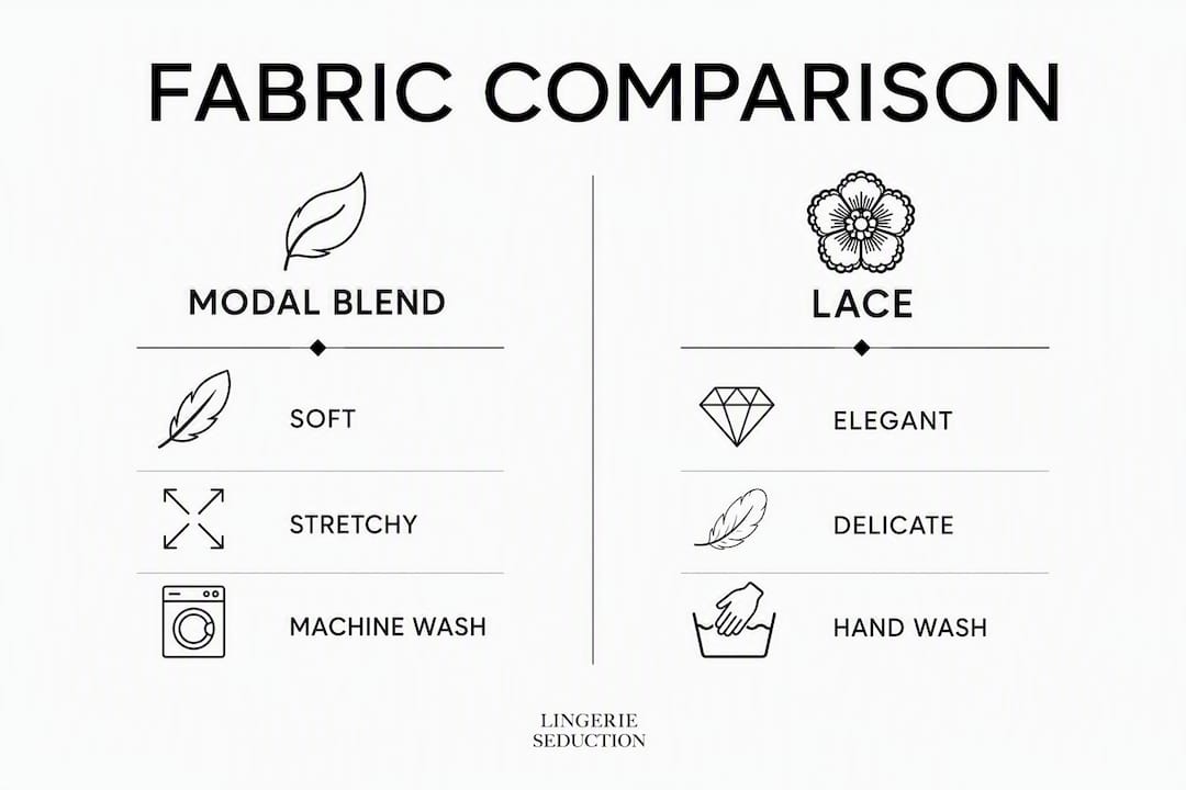 Infographic comparing fabric types and care instructions