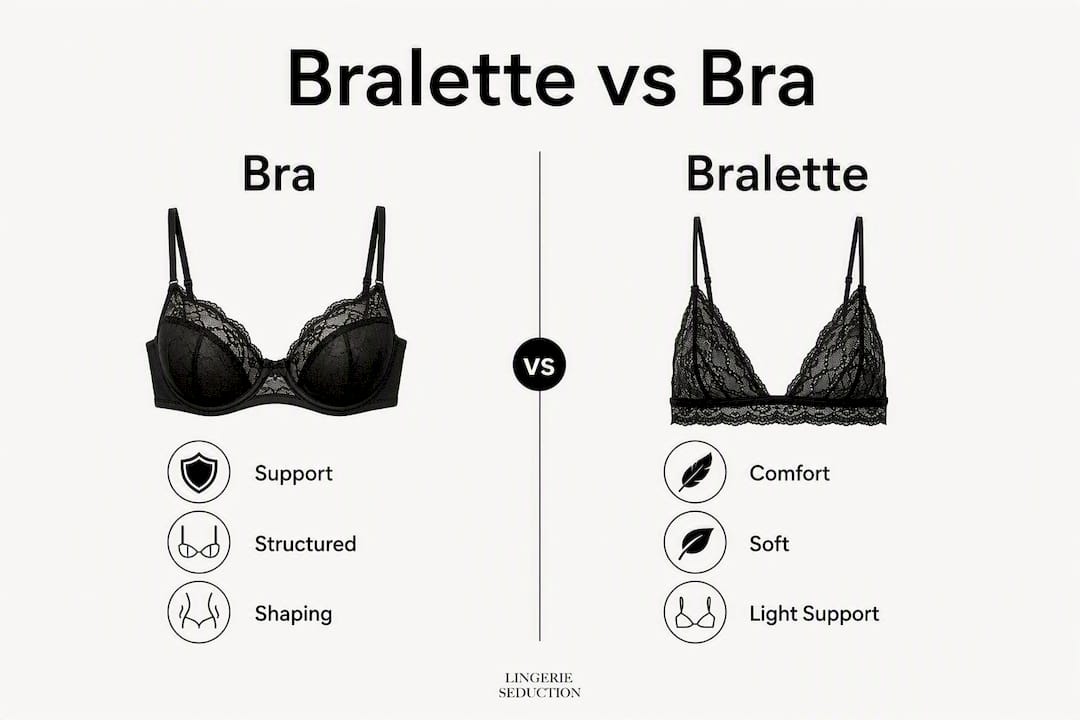 Infographic comparing bralette and bra key features