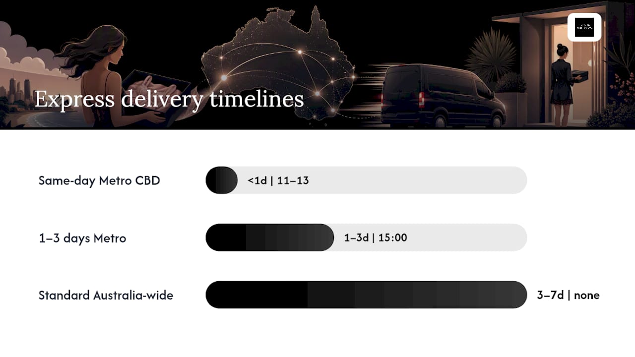Diagram of express delivery tiers and timelines