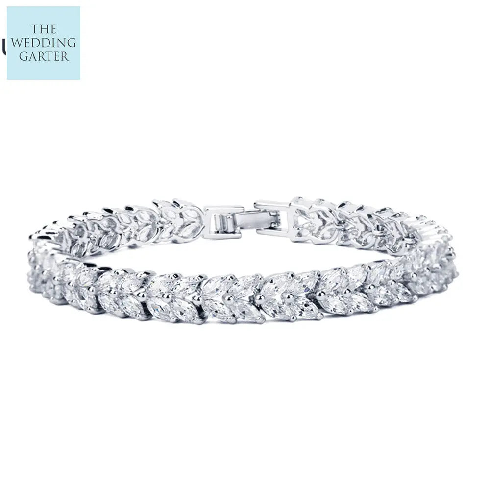 Sparkling Marquise Cubic Zirconia Womens Platinum Wedding Bracelet