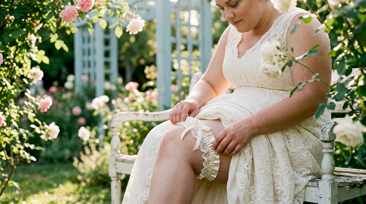 Plus-size bride fitting satin lace bridal garter