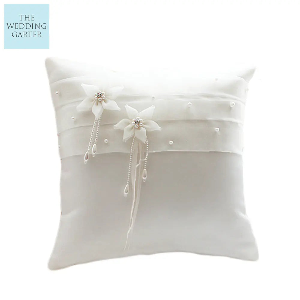 Arabella Satin Floral Ring Pillow Ring Bearer Pillow