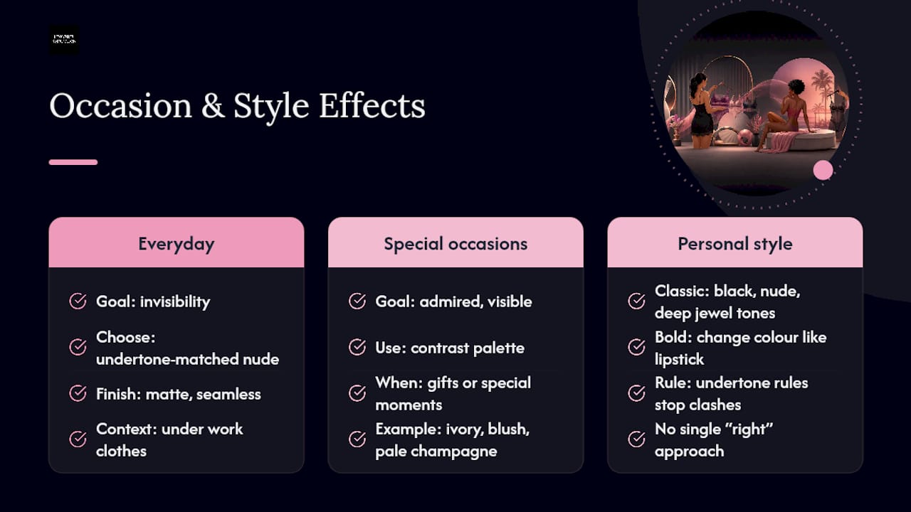 The impact of personal style and occasion on lingerie colour choice — overview diagram