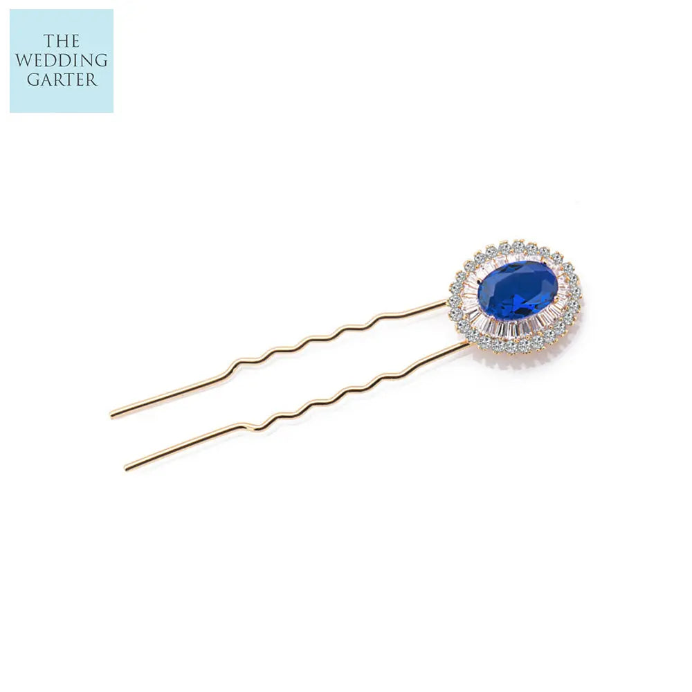 CZ Bridal Hair Pins Gold Hair Accessories For Wedding