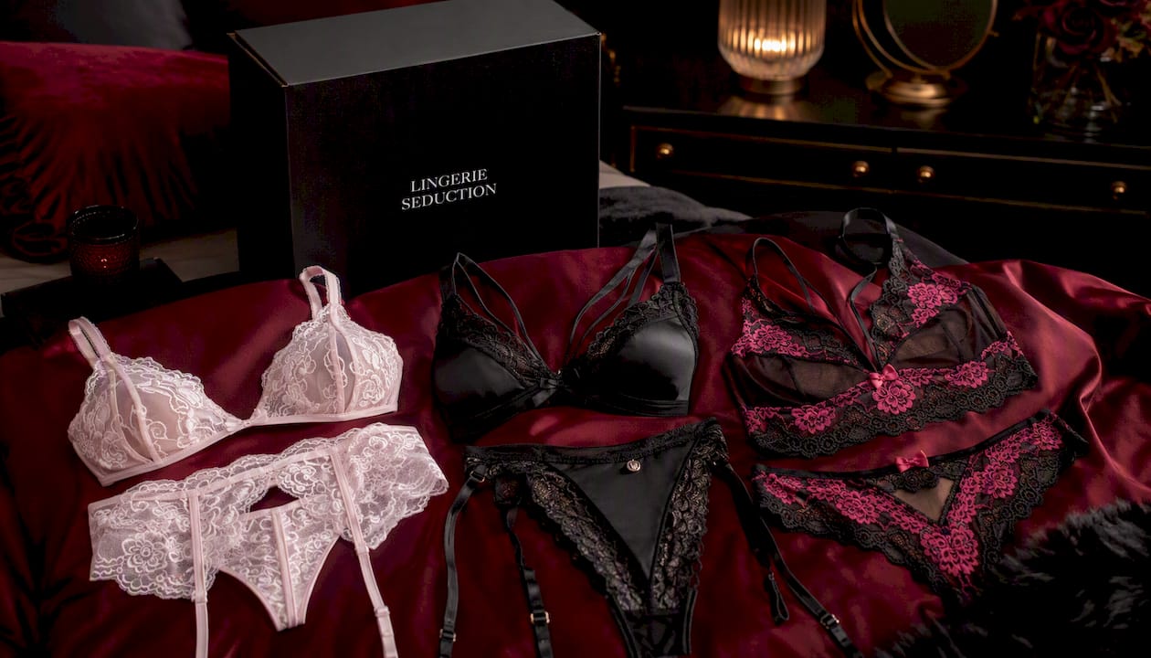 Baby Pink Lace Tri Bra & Suspender Belt Set