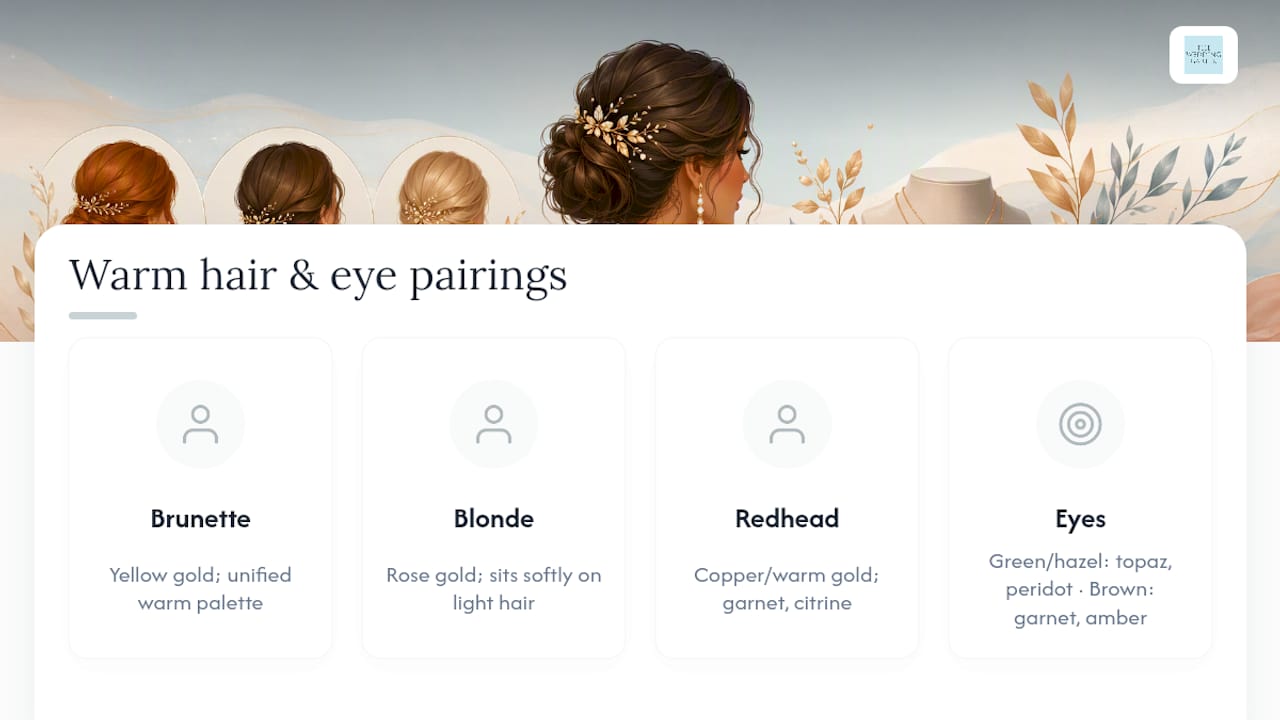 Warm hair and eye jewellery pairing guide