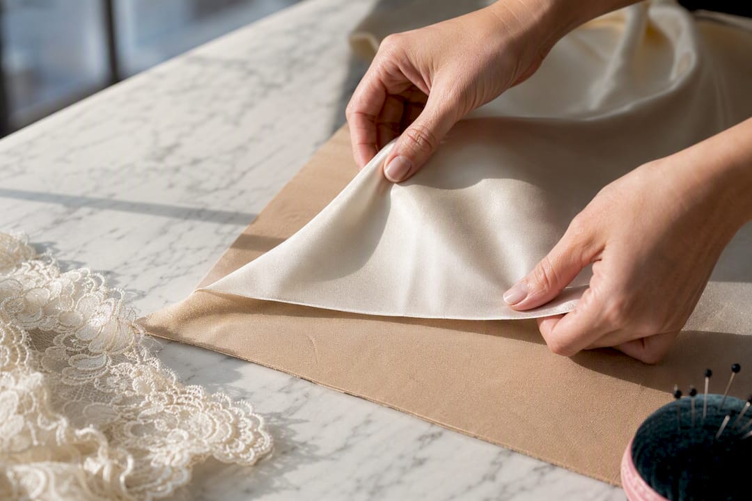 Satin draped over bonded seam test