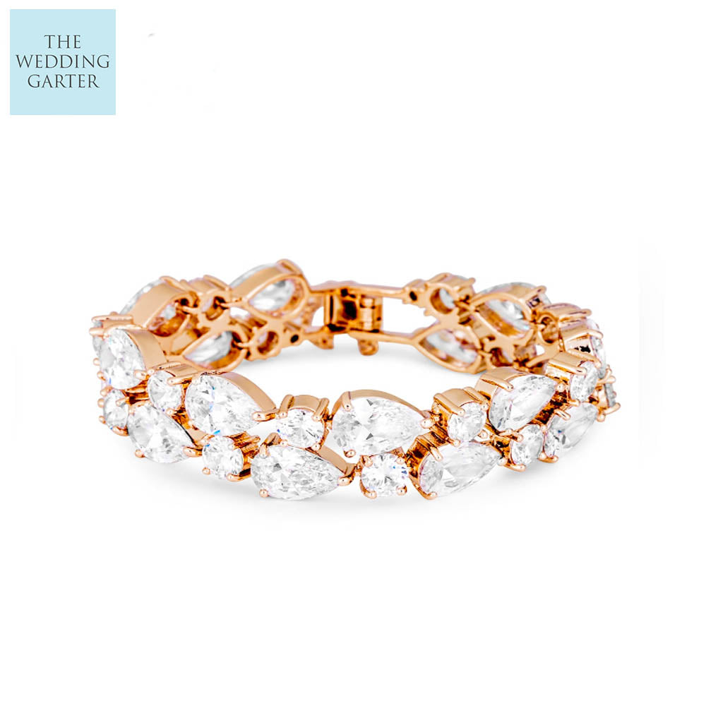Rose Gold & Pear Cubic Zircoia Diamond Bracelet (2 Colours)
