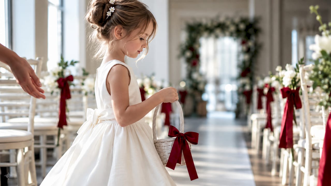 Flower girl practising aisle walk