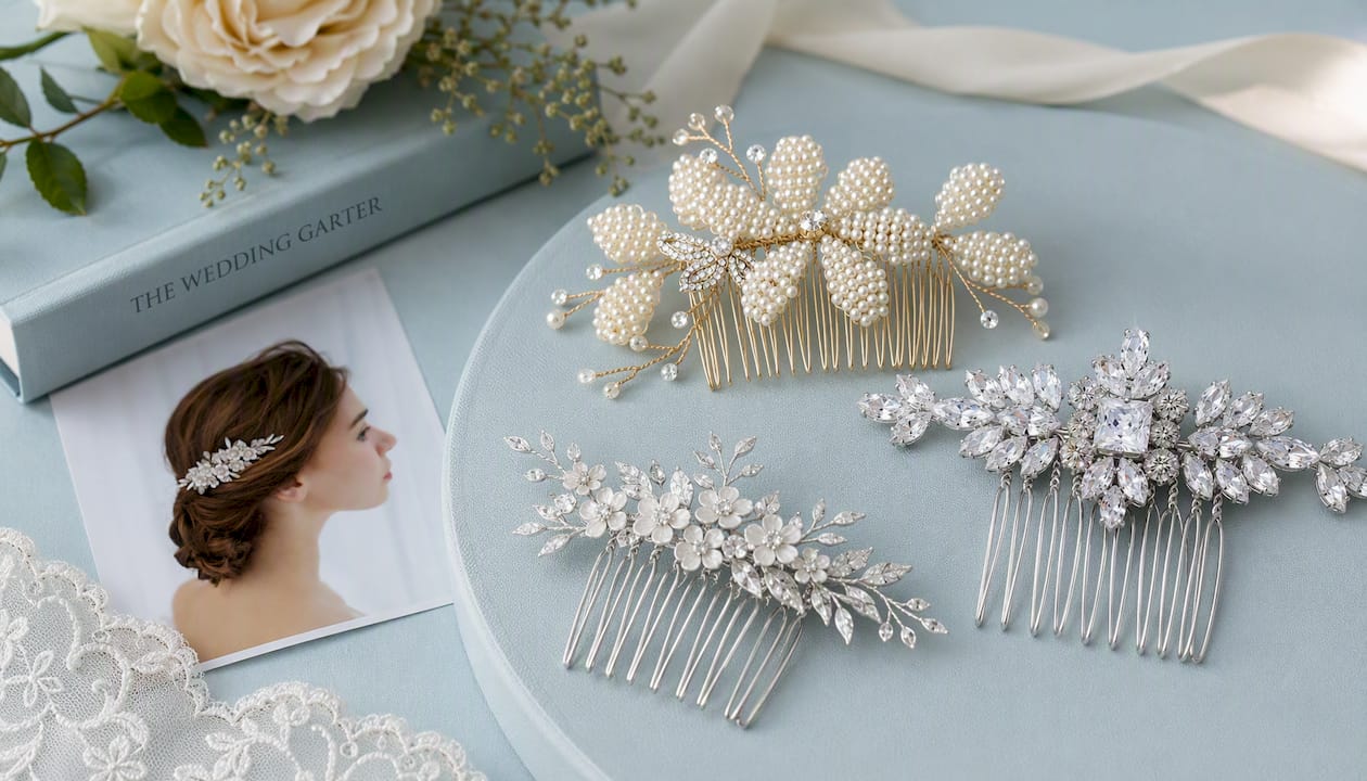 Silver Flowers & Rhinestone Bridal Side Comb