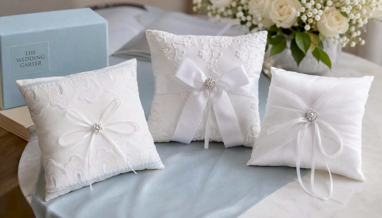 Ivory Lace & Satin Pearl Ring Bearer Pillow