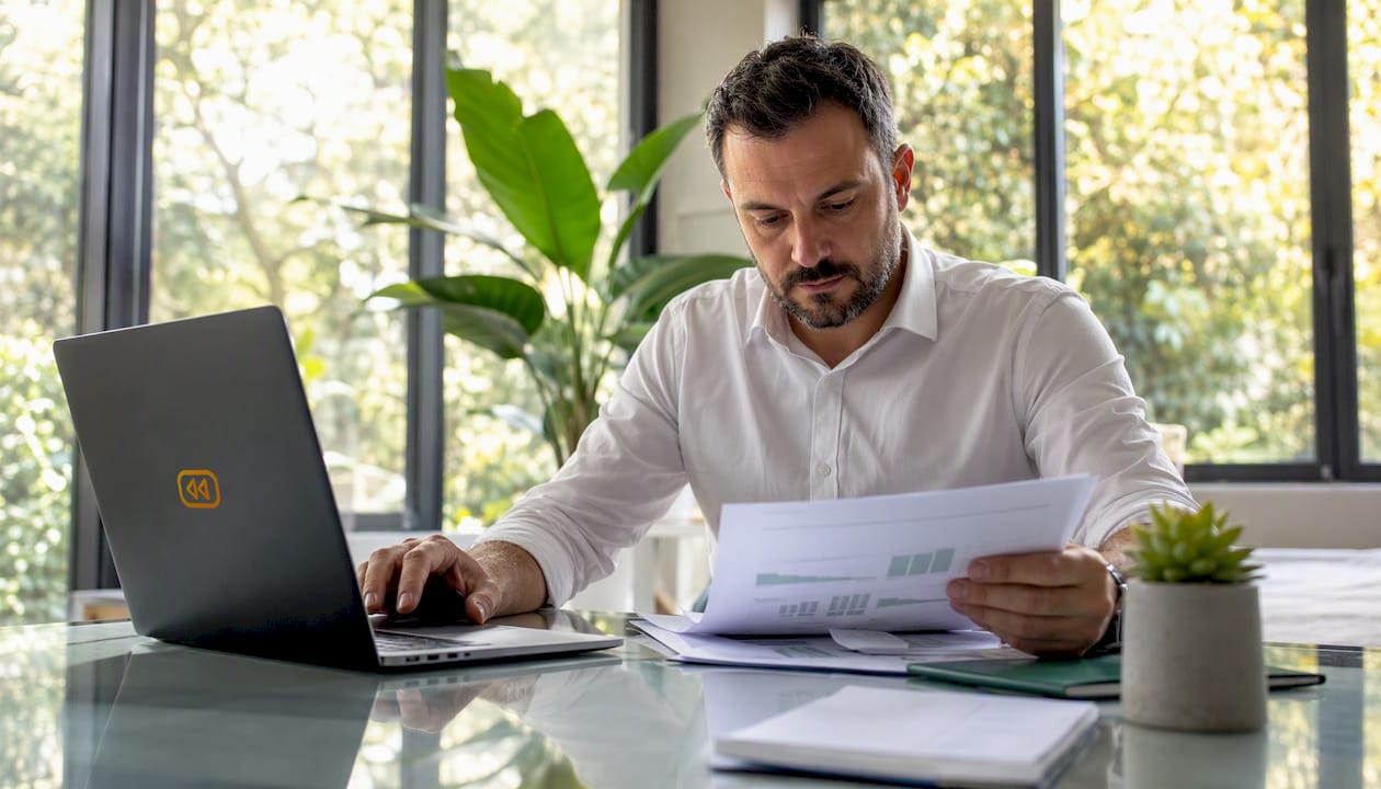 Accountant working on computer in professional office