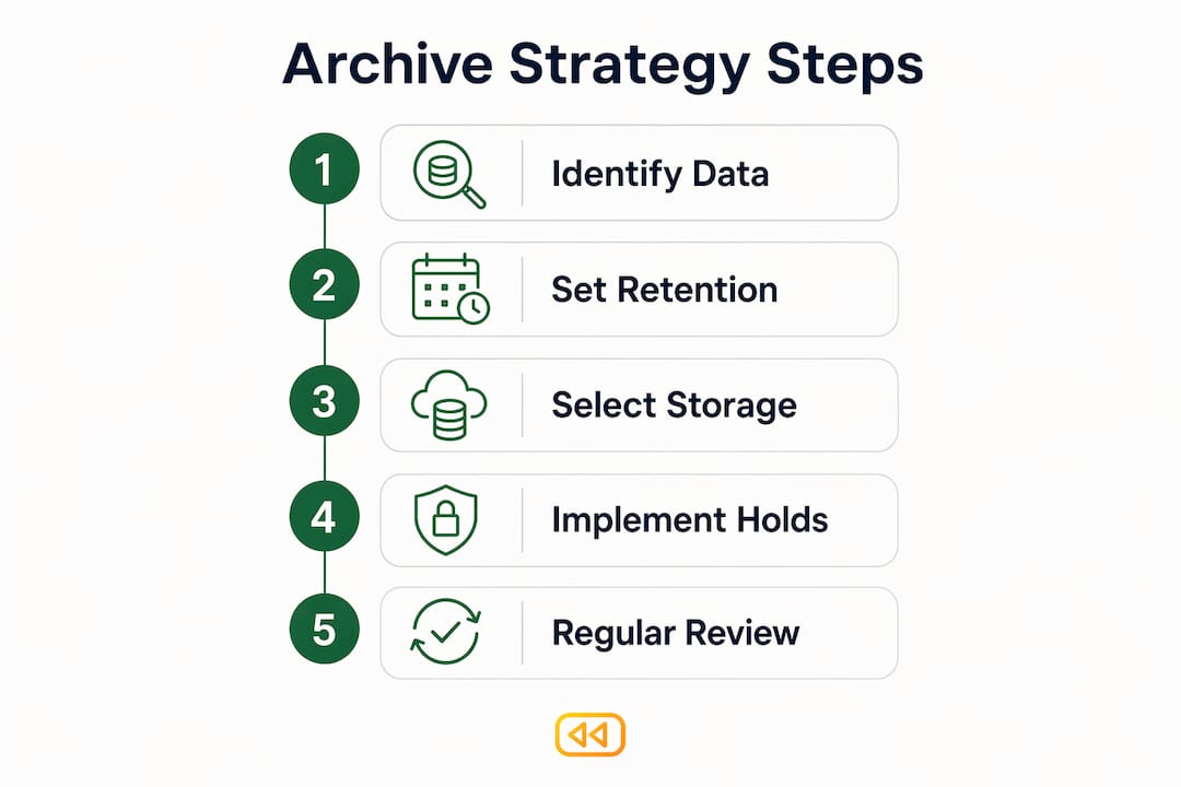 Infographic showing archive strategy steps for compliance