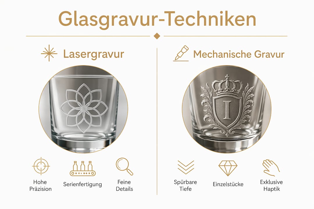 Infografik: Gegenüberstellung von Lasergravur und mechanischer Gravur