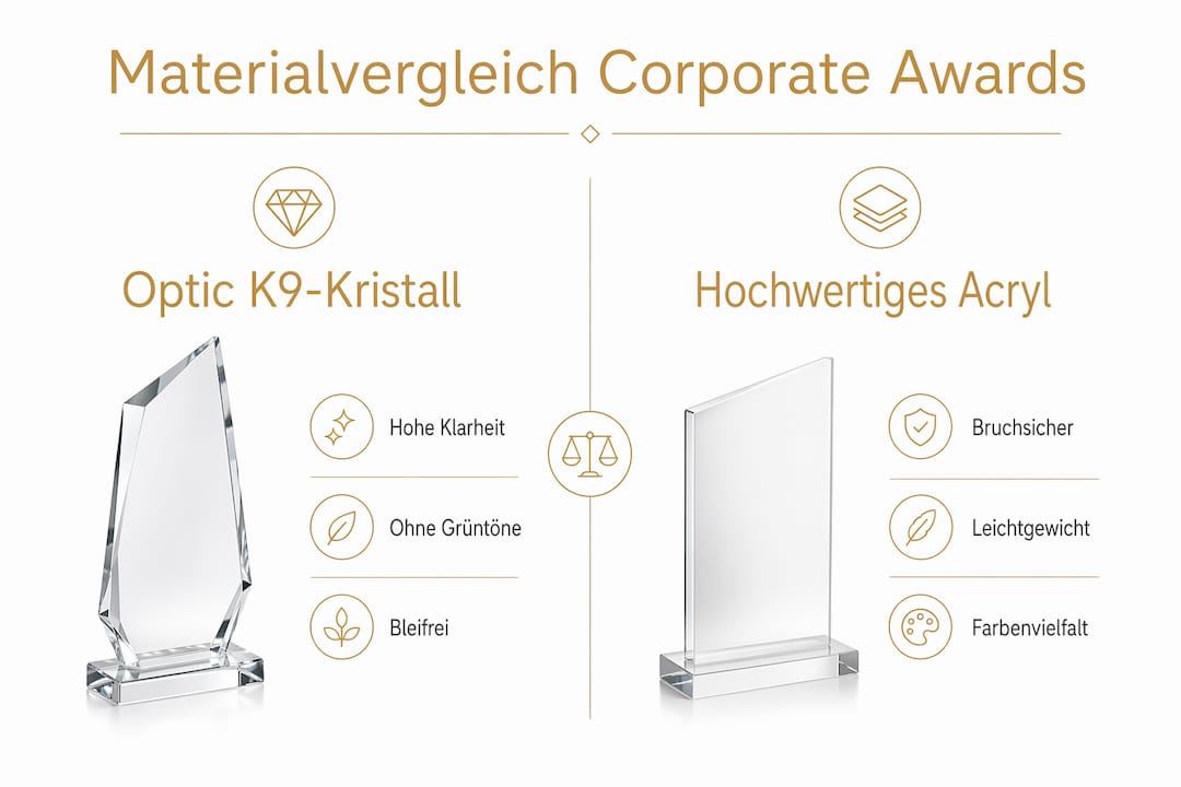Infografik: Materialien im Vergleich – Die besten Werkstoffe für Unternehmensauszeichnungen