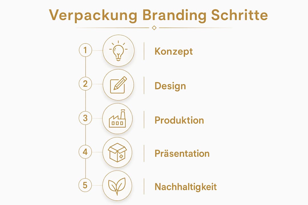Diese Infografik veranschaulicht anschaulich die einzelnen Schritte zum erfolgreichen Branding von Geschenkverpackungen.
