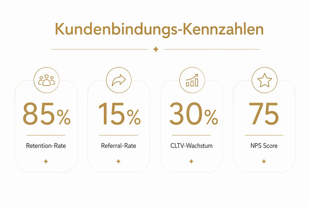 Diese Infografik veranschaulicht die wichtigsten Kennzahlen zur Kundenbindung.
