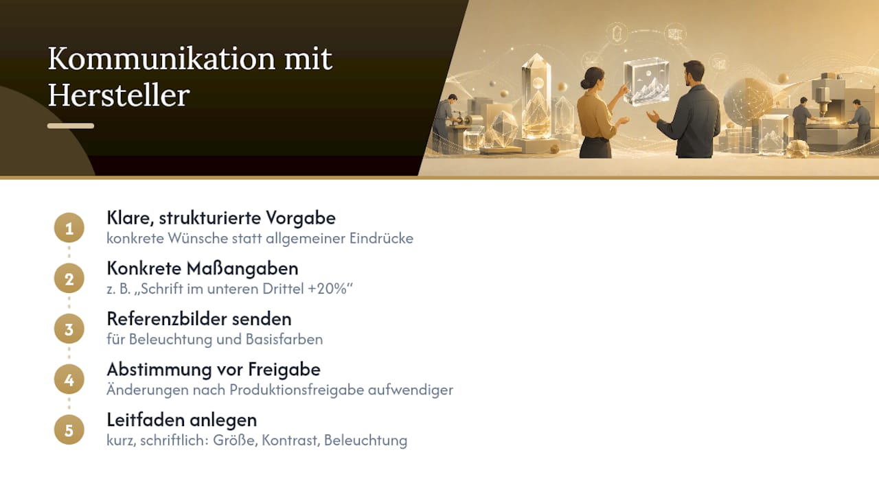 Diagramm des Kommunikationsablaufs für Kristallgravuren