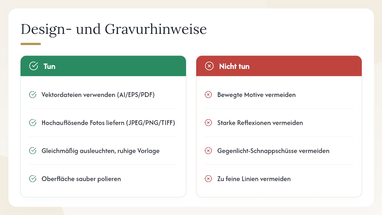 Design- und Gravurhinweise: Dateiformate, 3D-Scans und Gestaltungsregeln — overview diagram