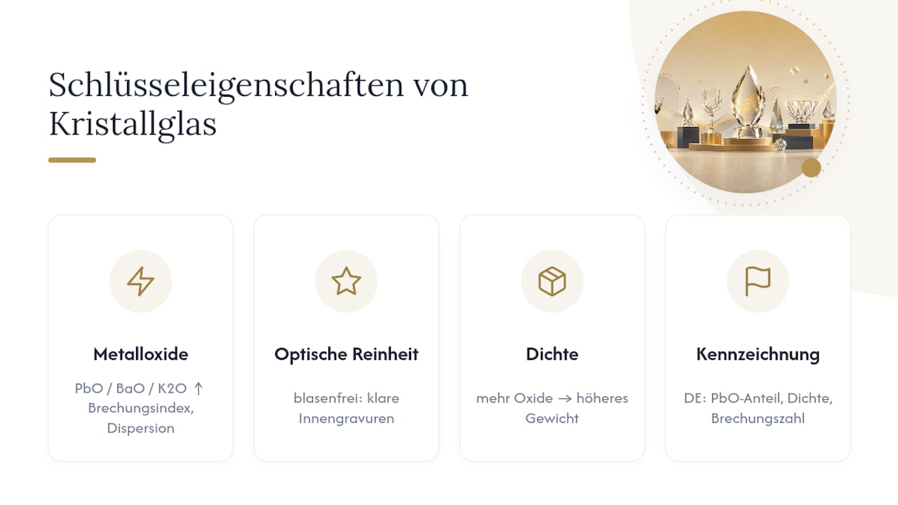 Welche Materialeigenschaften machen Kristallglas hochwertig? — overview diagram
