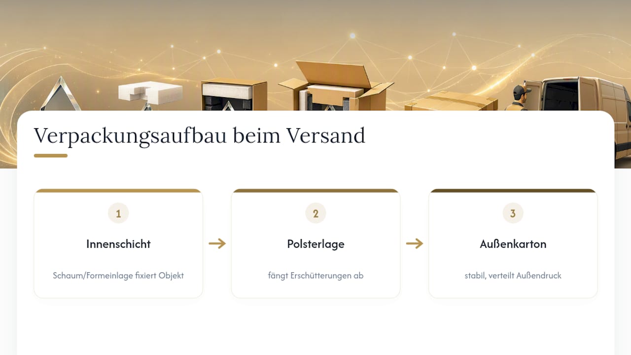Wie werden gravierte Glasprodukte sicher transportiert? — overview diagram