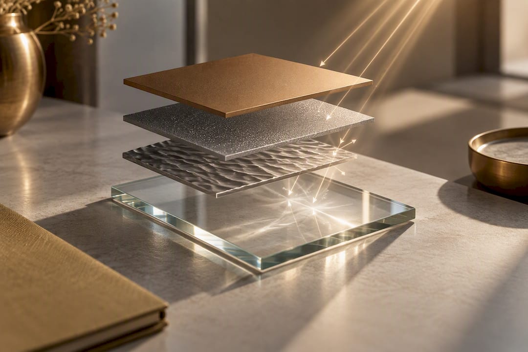 Drei PBR-Materialkarten bestimmen das Aussehen einer Glasoberfläche