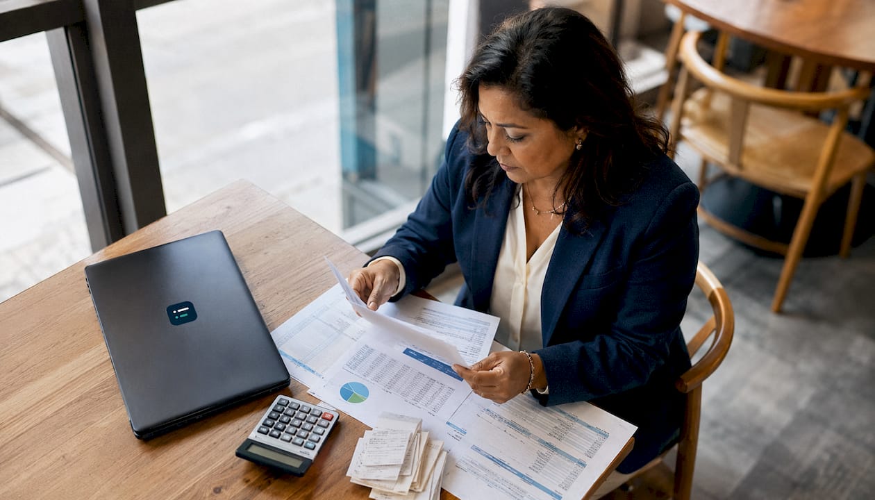 Accountant reviewing VAT returns at desk