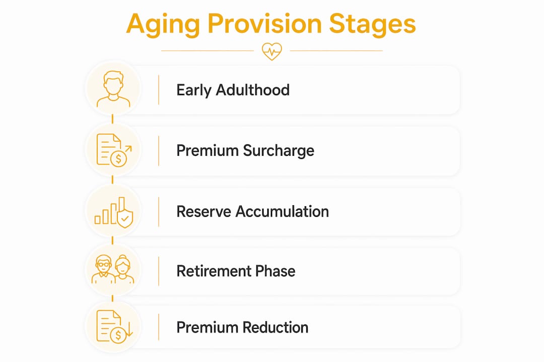 Infographic illustrating aging provision stages