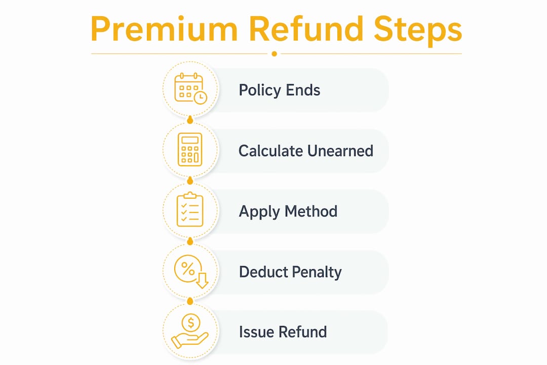 Infographic illustrating premium refund steps