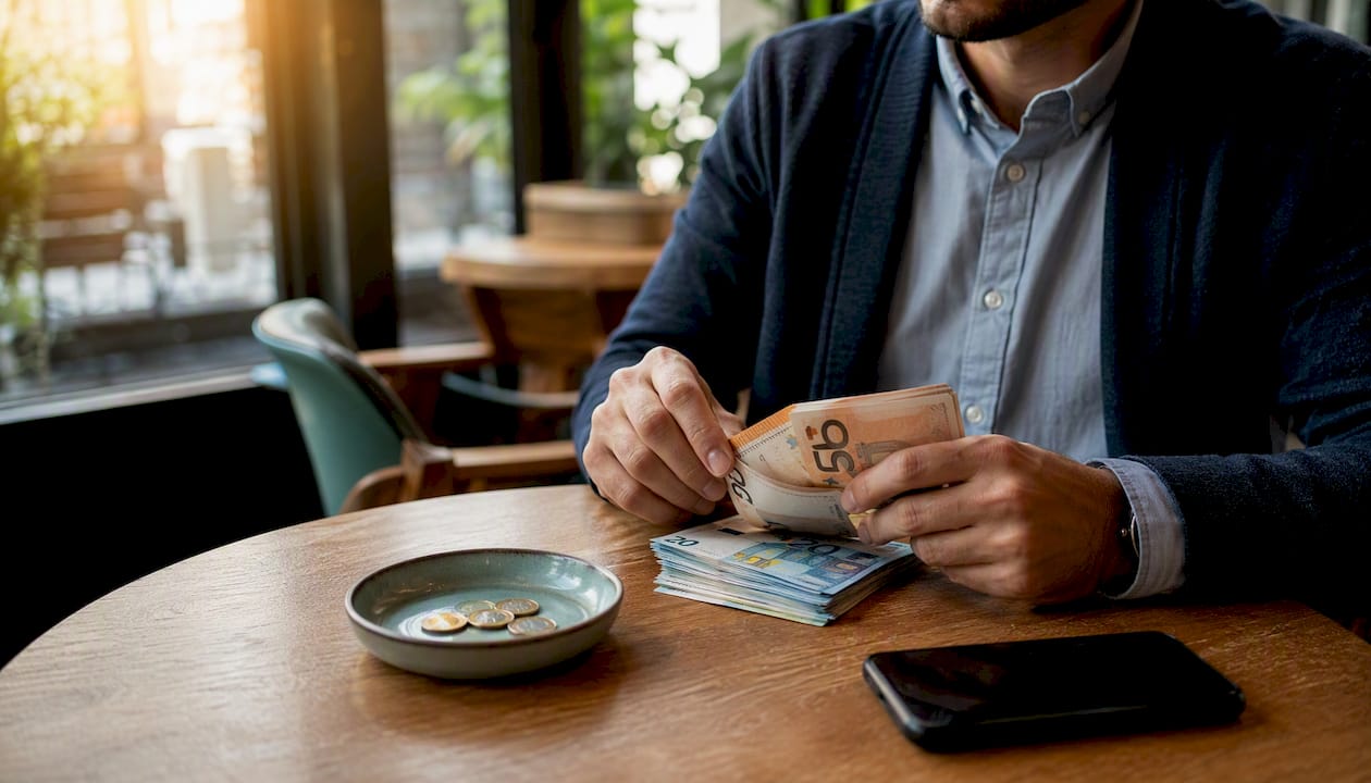 Hands counting Euros for blocked account deposit