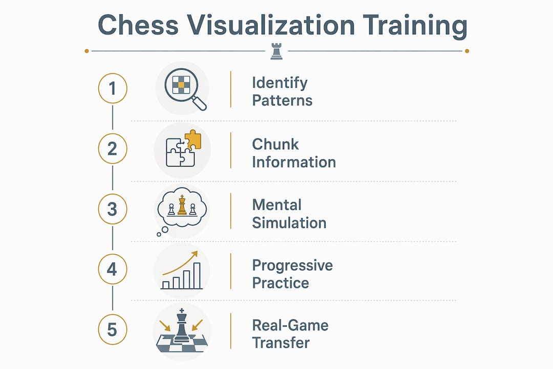 Infographic outlining chess visualization training steps