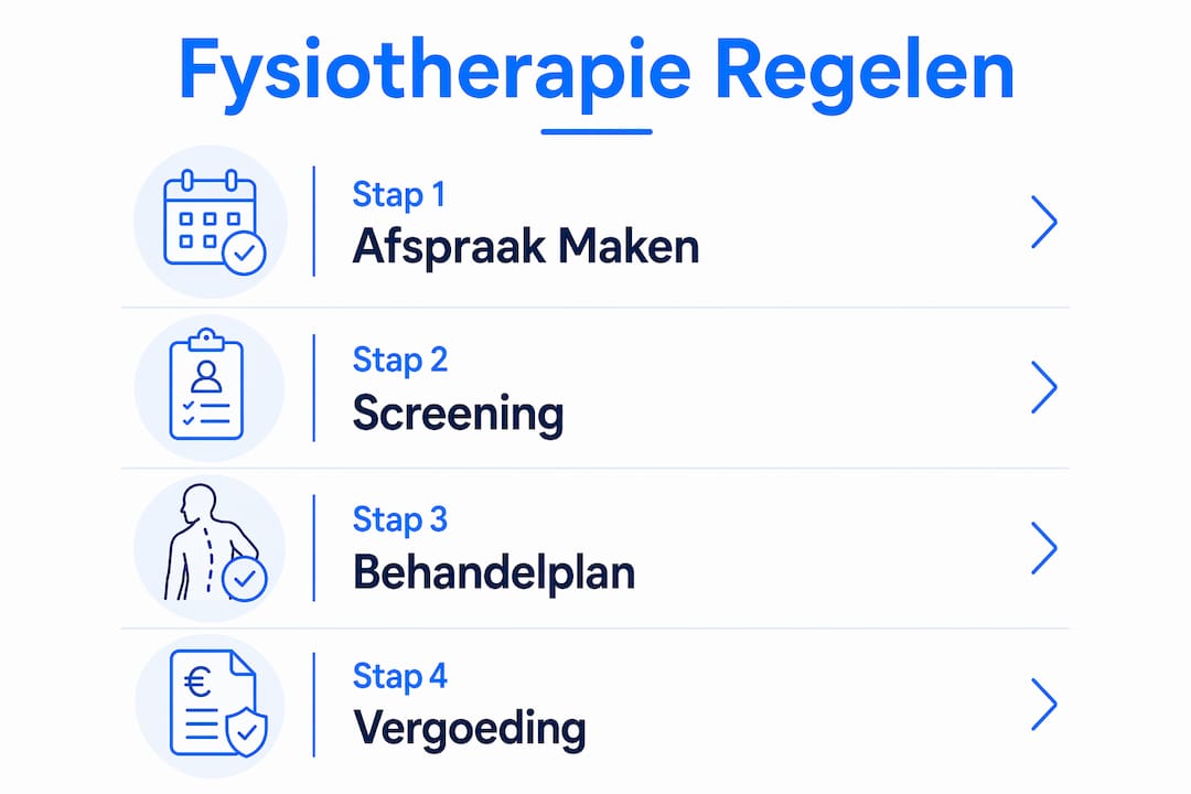 Infographic: In vier stappen zelf fysiotherapie regelen, zónder verwijsbrief