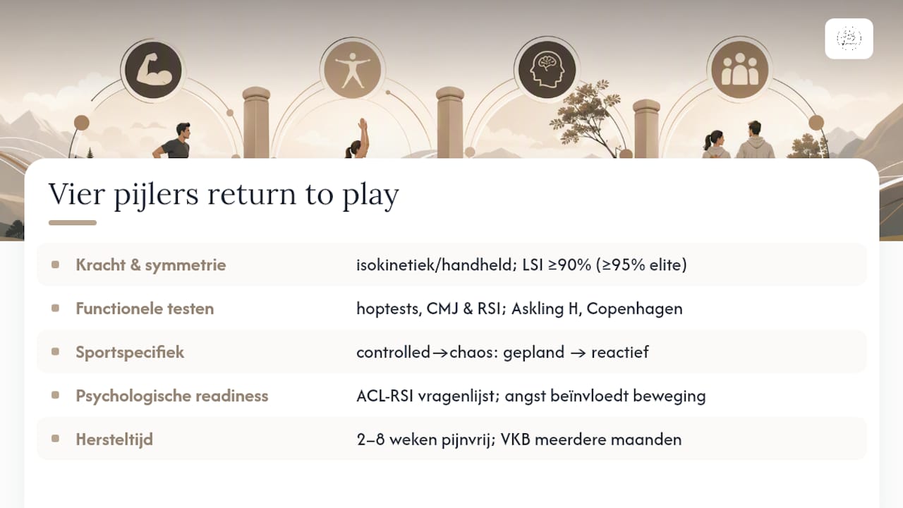 Wat zijn de vier pijlers van return to play? — overview diagram