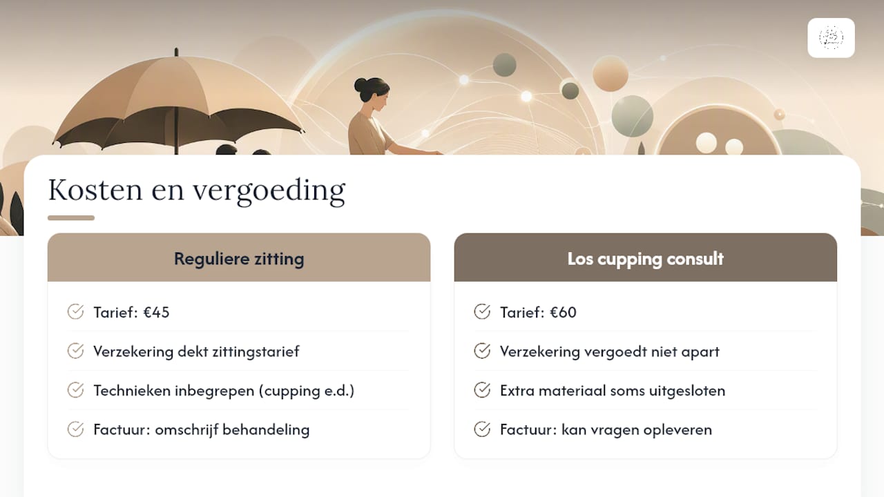Kostenvergelijking fysiotherapiesessie en cuppingconsult