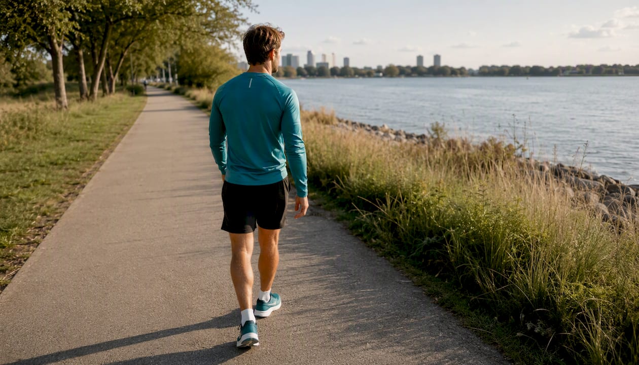 Hardloper loopt rustig uit na de training